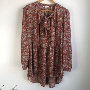 DR2 Floral Rust peasant Top